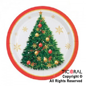 PLATO ARBOL DE NAVIDAD POLIPAPEL 17 CM x 6